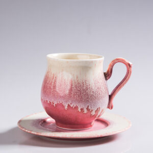 Pink Crystalline Glaze Mug - Original Hand-Thrown Ceramic Cup, Unique Glaze Firing Effect - One-of-a-Kind Flow Art Coffee Mug