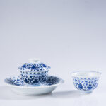 Hand-Painted Blue & White "Interlocking Lotus" Gaiwan Set