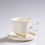 Zen Ceramics Coffee Set - Jixiang Hand-Thrown Cups & Saucers, Minimalist Solid Color Design