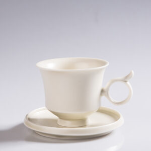 Zen Ceramics Coffee Set - Jixiang Hand-Thrown Cups & Saucers, Minimalist Solid Color Design