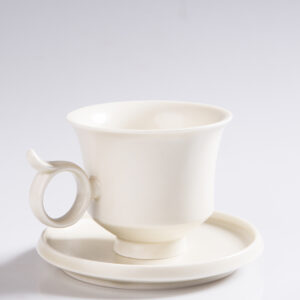 Zen Ceramics Coffee Set - Jixiang Hand-Thrown Cups & Saucers, Minimalist Solid Color Design - Image 3