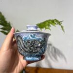 海水墨龙两才盖碗